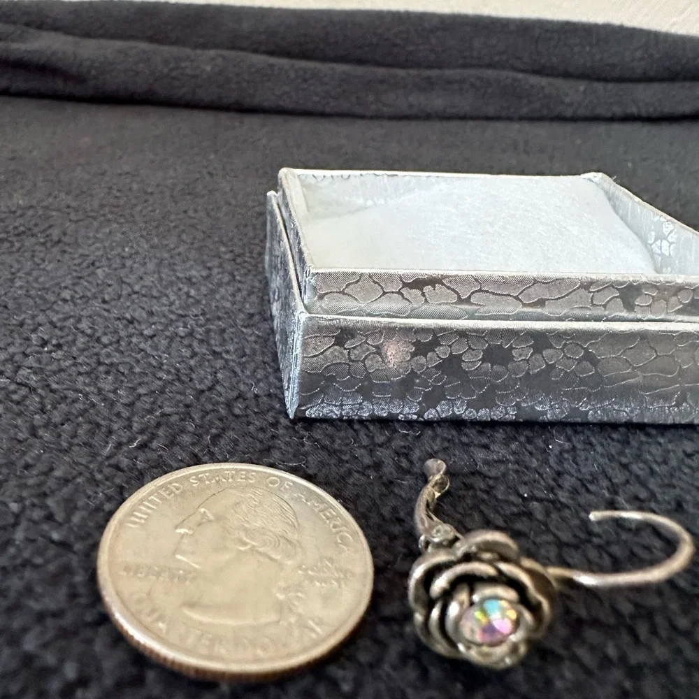 Rhinestone Rose Pierced Earrings